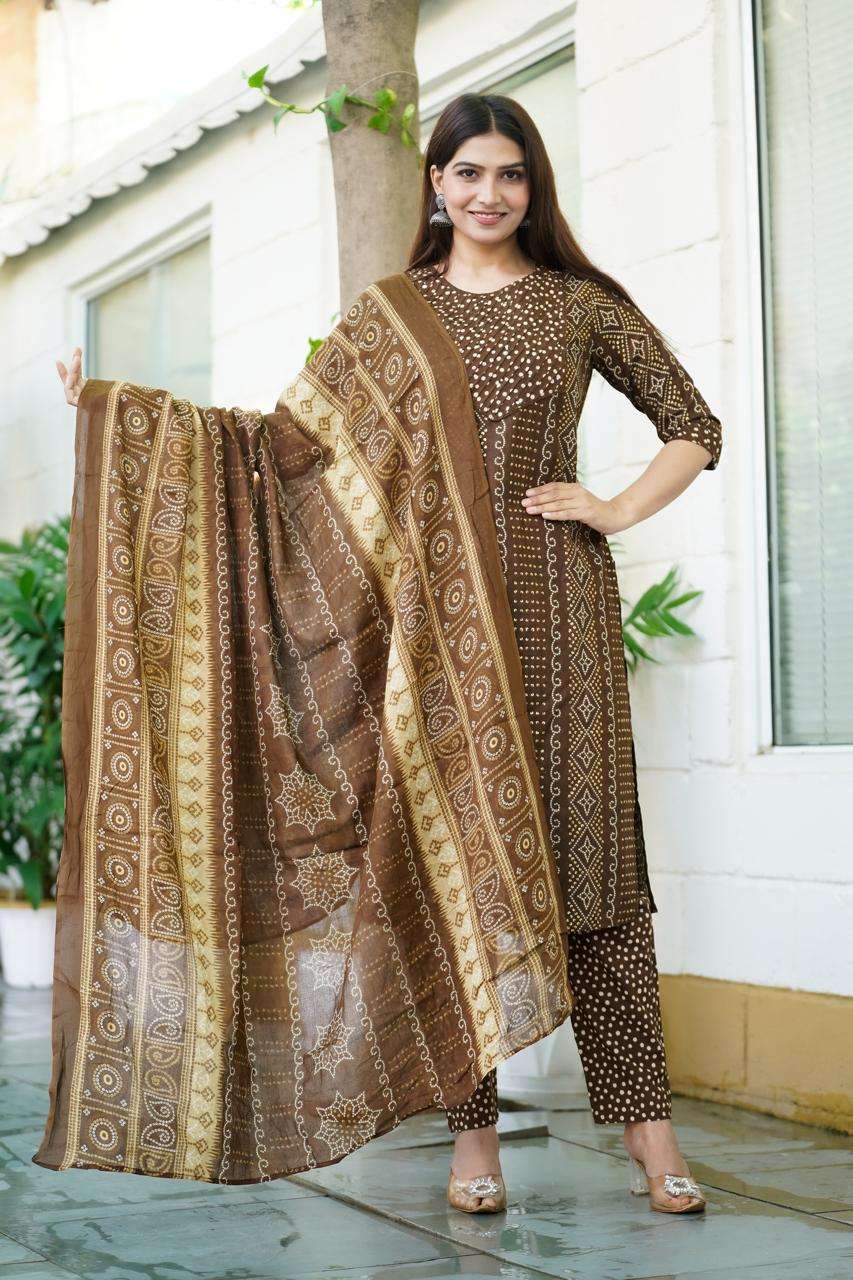 Cotton Suit Set With Handblock Style