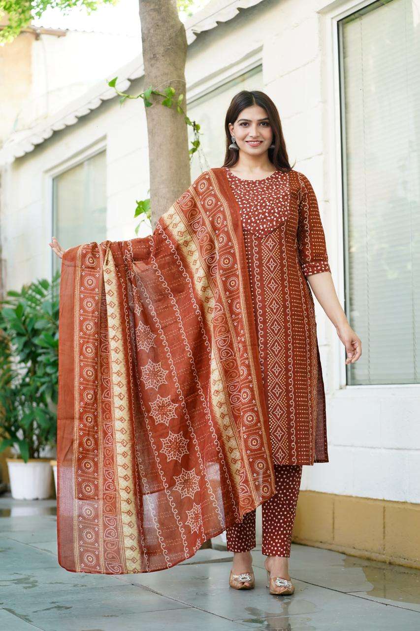 Cotton Suit Set With Handblock Style