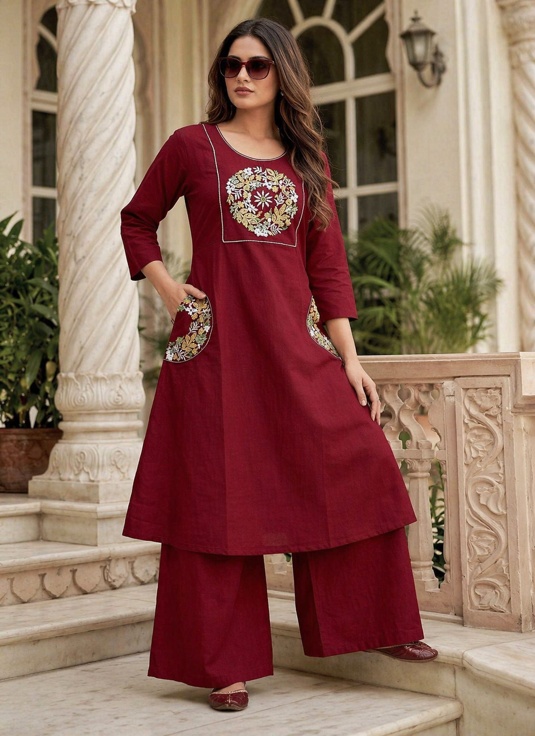 Elegant Cotton Kurti Set with Embroiderey