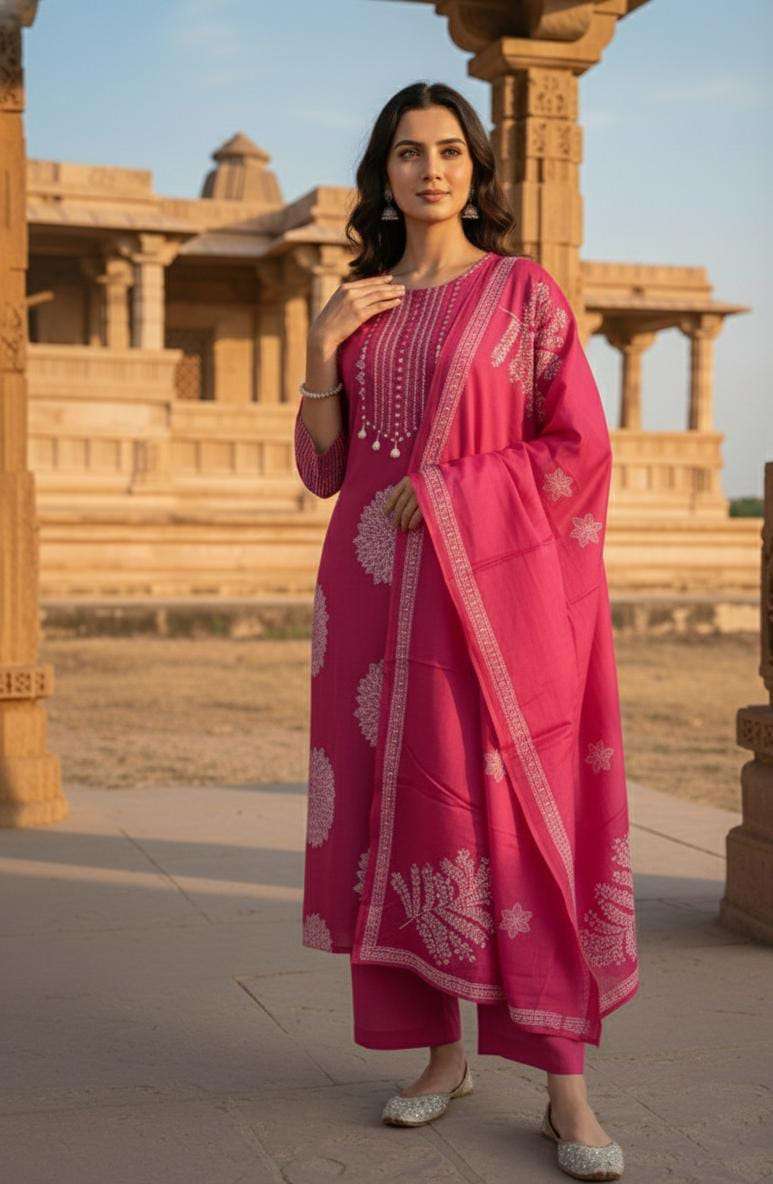 Printed Cotton Kurti Set