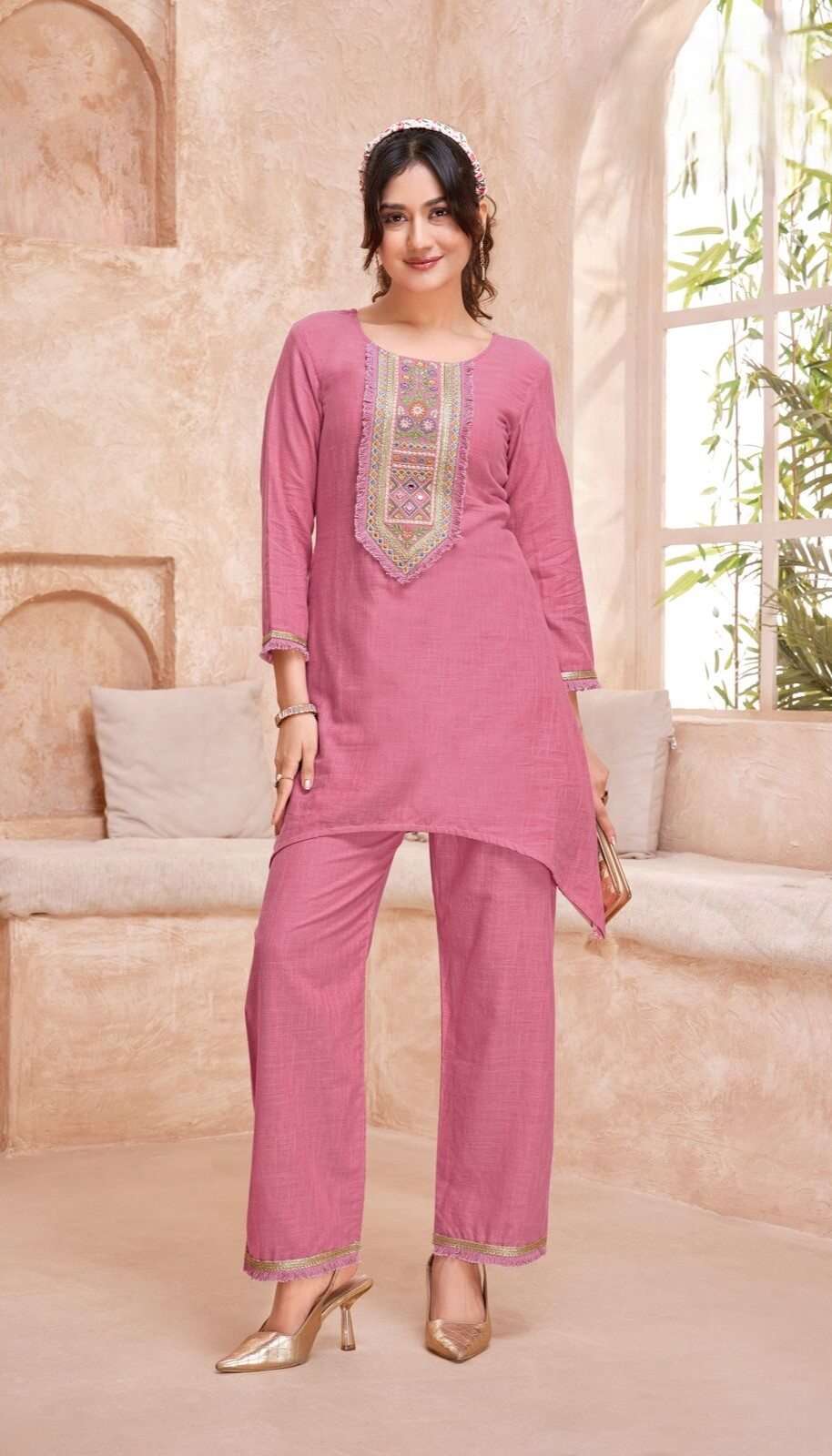 Elegant co-ord set with mirror work