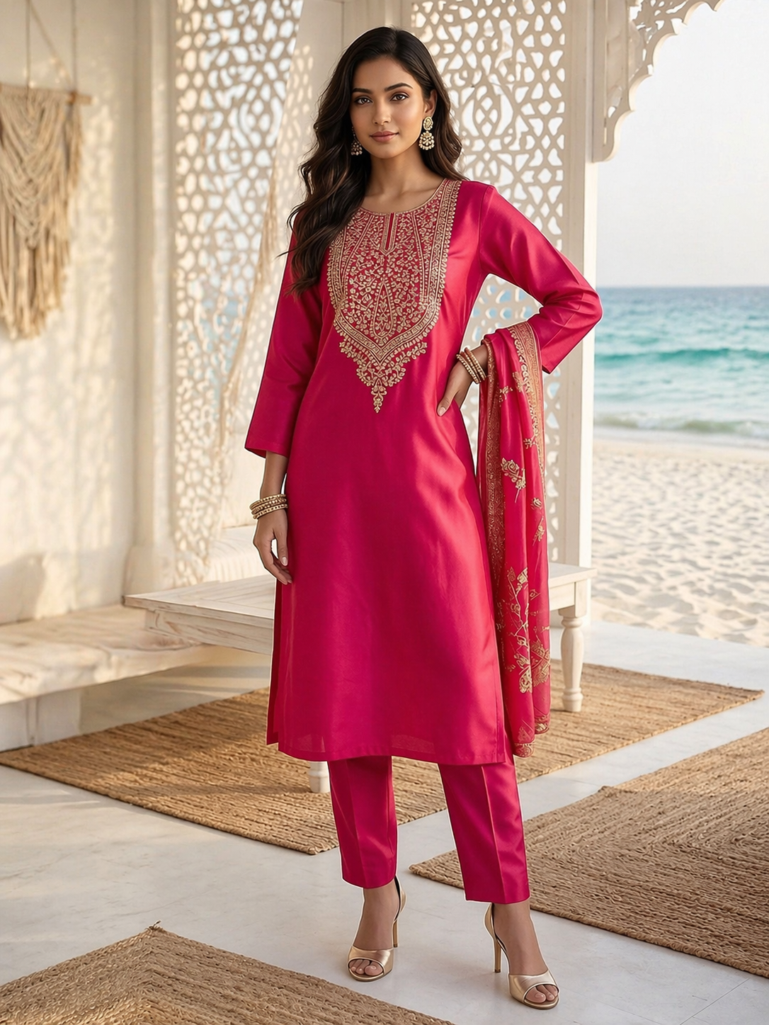 Heavy embroidered kurti set