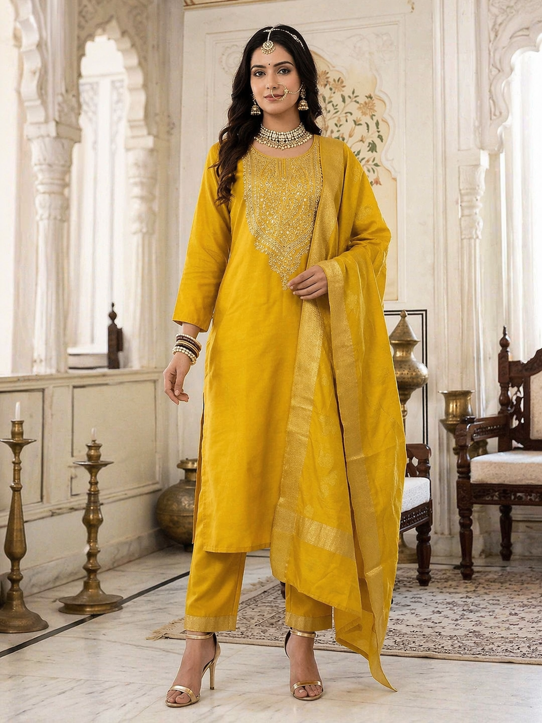 Heavy embroidered kurti set