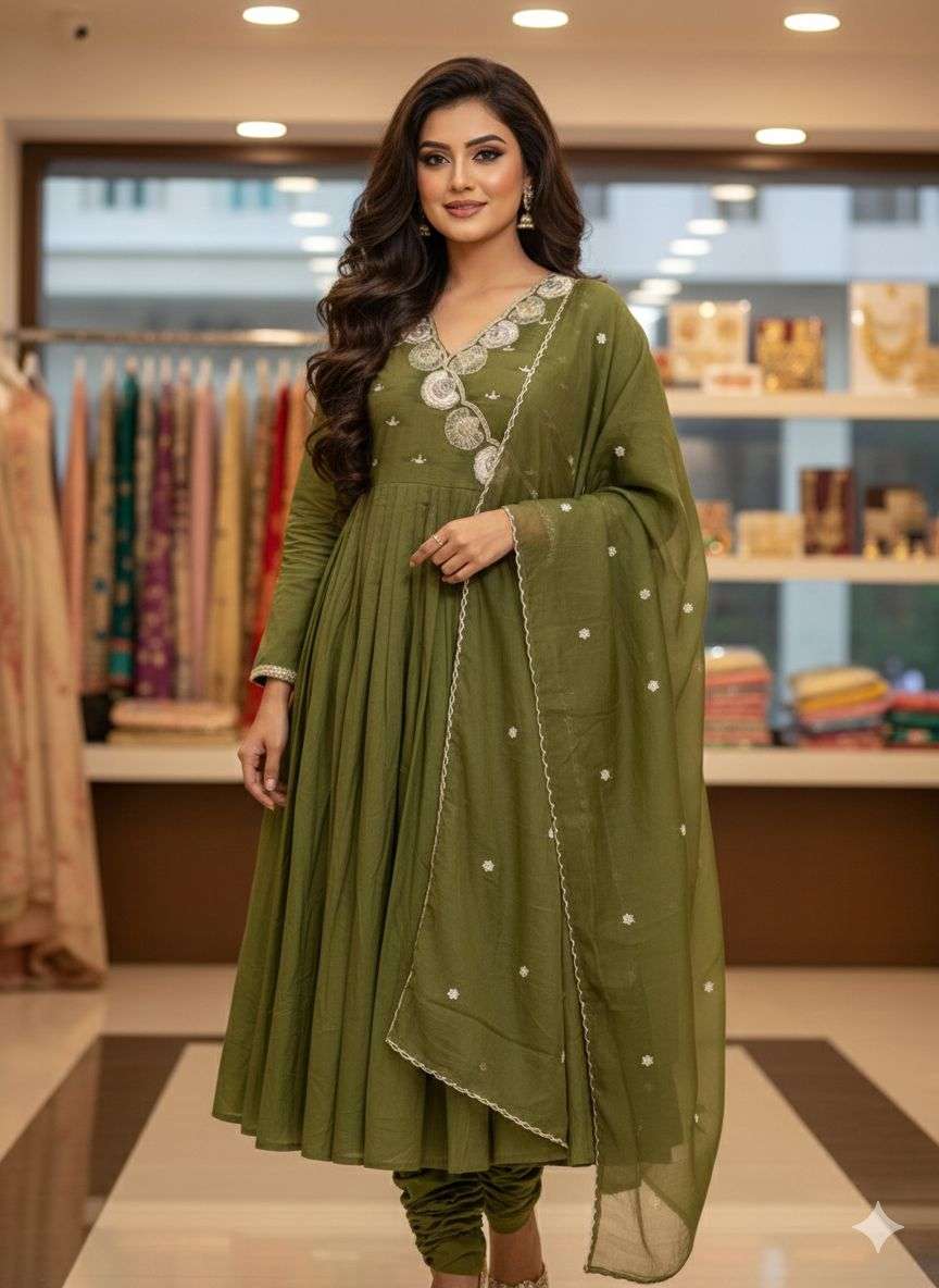 Mulchanderi anarkali set