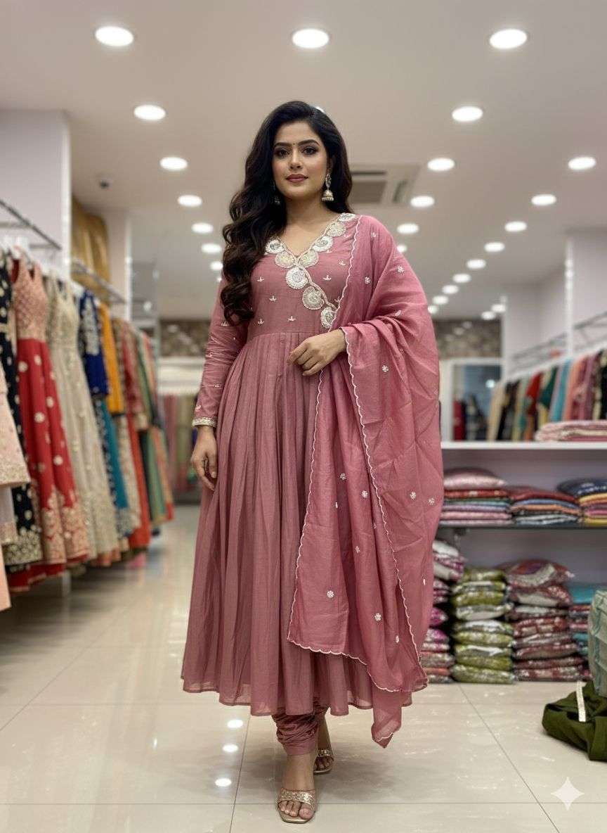 Mulchanderi anarkali set